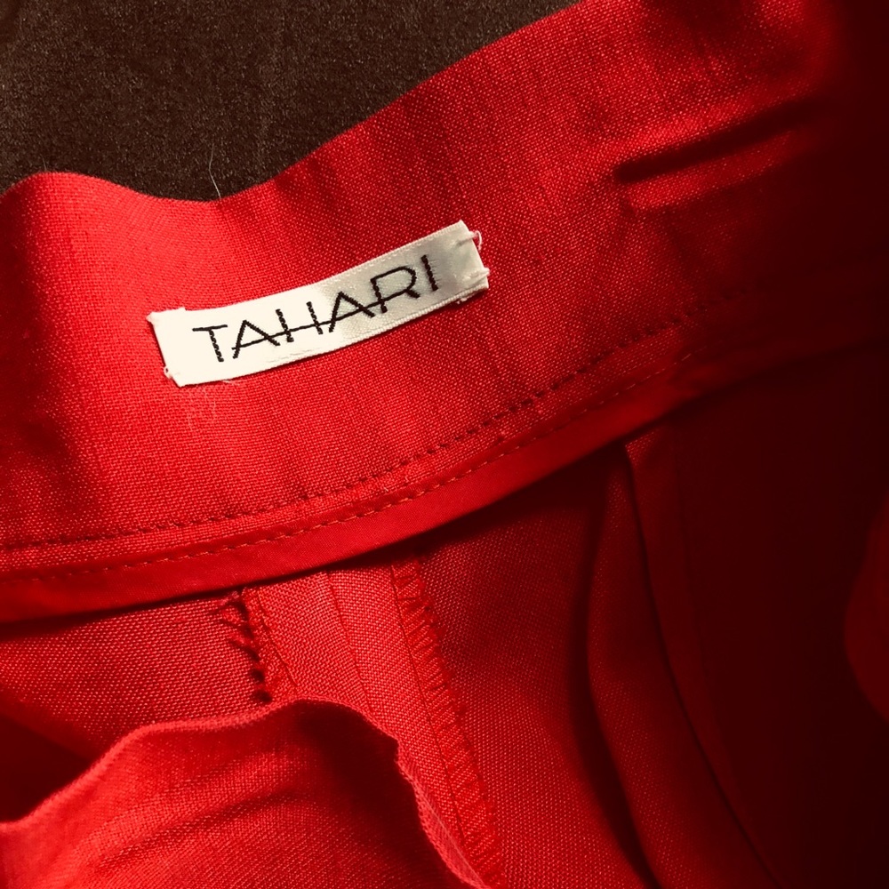 Tahari High-Waisted Linen Pants